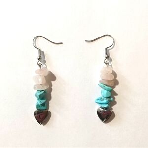 Rose Quartz, Hematite & Dyed Howlite Earrings